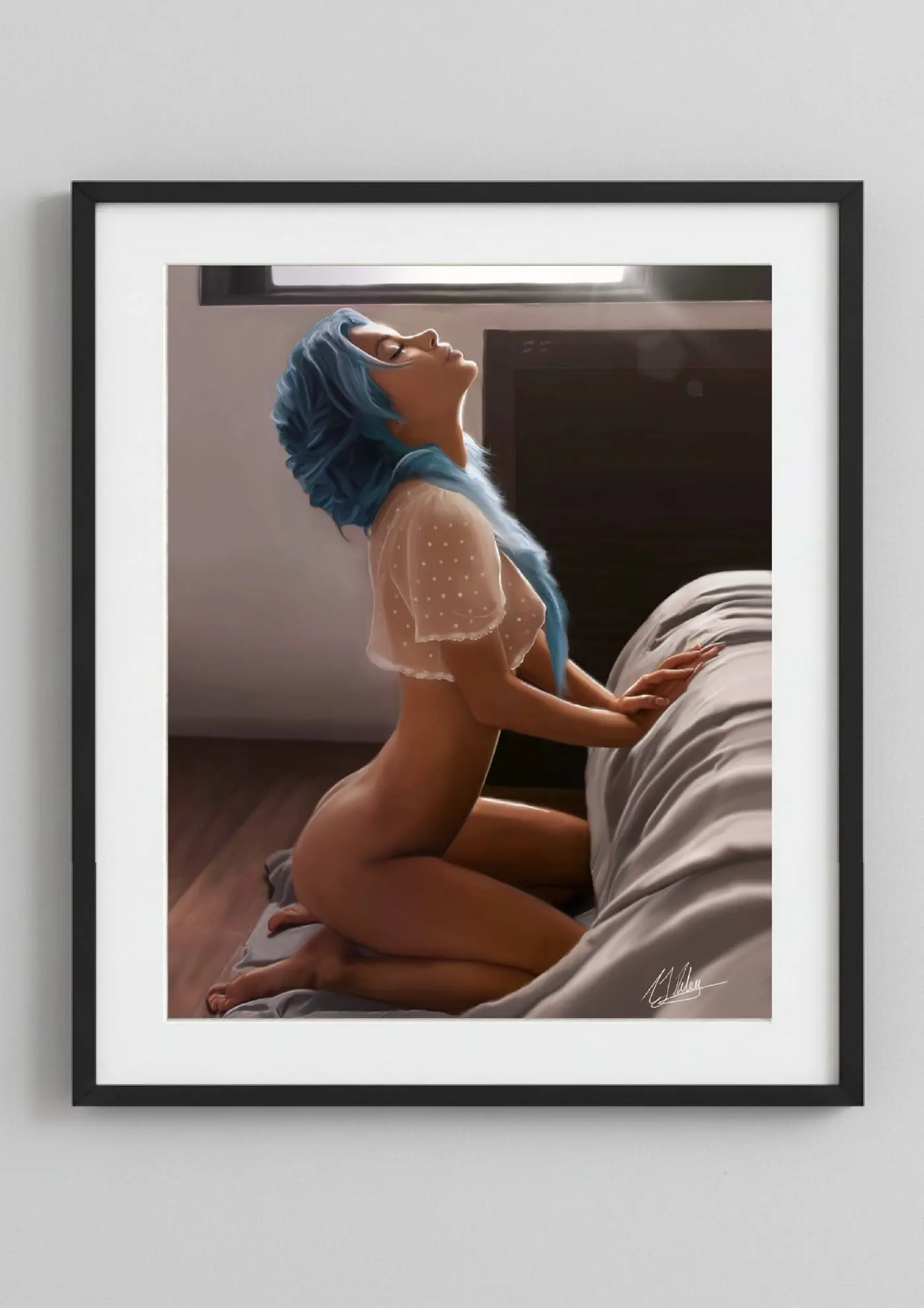 Persephone in the Morning — digital painting of a kneeling figure in morning light